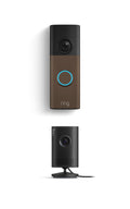 Ring Battery Doorbell (newest model), Matte Mocha with Indoor Cam Plus, Black