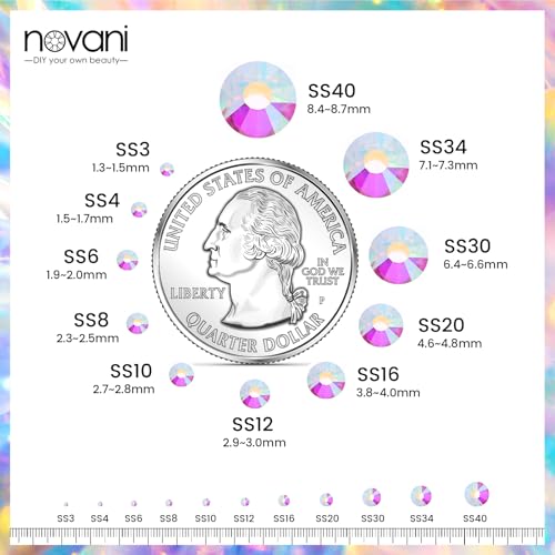 Novani Rhinestones 1440pcs SS20 Glass Rhinestones Crystal Flatback Gemstones for Crafts Nails Makeup Bags and Shoes Decoration（SS20, Crystal AB）