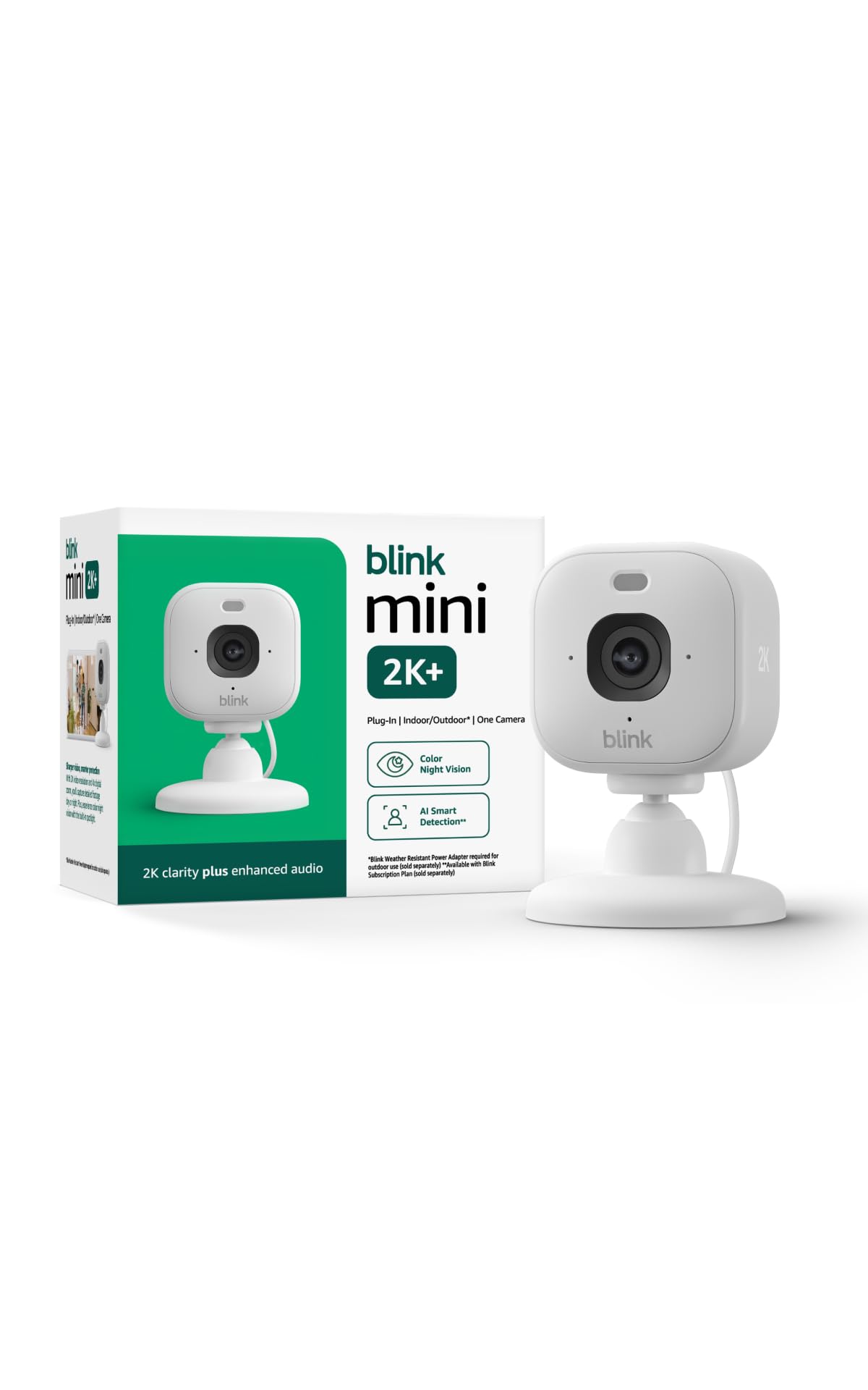 Blink Mini 2K+ (newest model) – Plug-in Home & Pet Indoor Security Camera with 2K video resolution, night vision, enhanced au