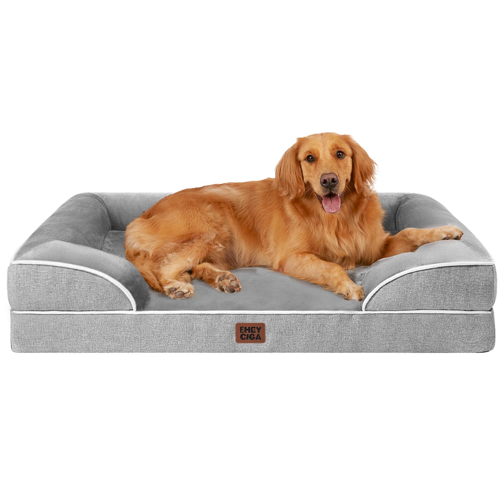 EHEYCIGA Orthopedic Dog Beds for Extra Large Dogs 44x32Inch, Waterproof Memory Foam XL Pet Bed with Sides, Non-Slip and Egg-C