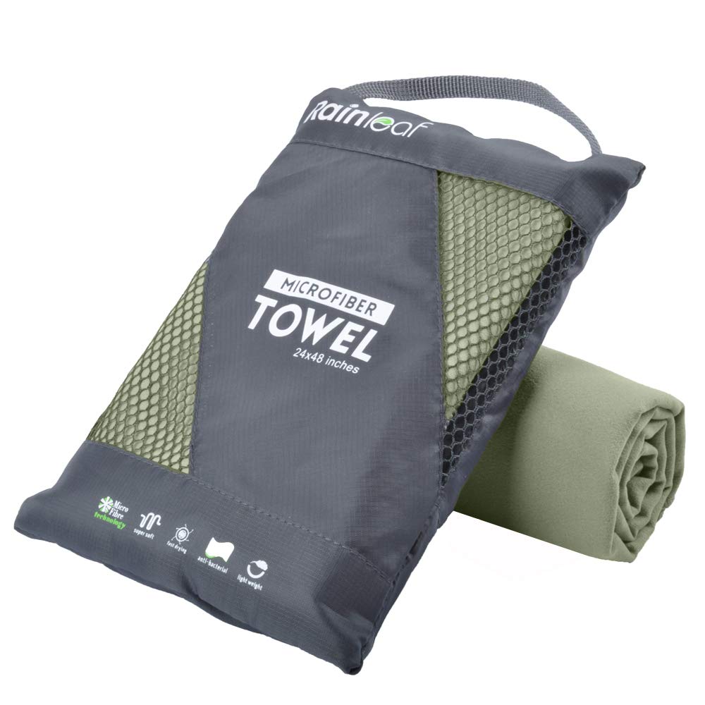 Rainleaf Microfiber Towel Perfect Travel & Gym & Camping Towel. Quick Dry - Super Absorbent - Ultra Compact - Lightweight. Su