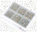 Bymitel 7200 Pieces 6 Mixed Sizes Glue Fix on Glass Rhinestones Round Crystal Gems Flatback for DIY Jewelry Making with one P