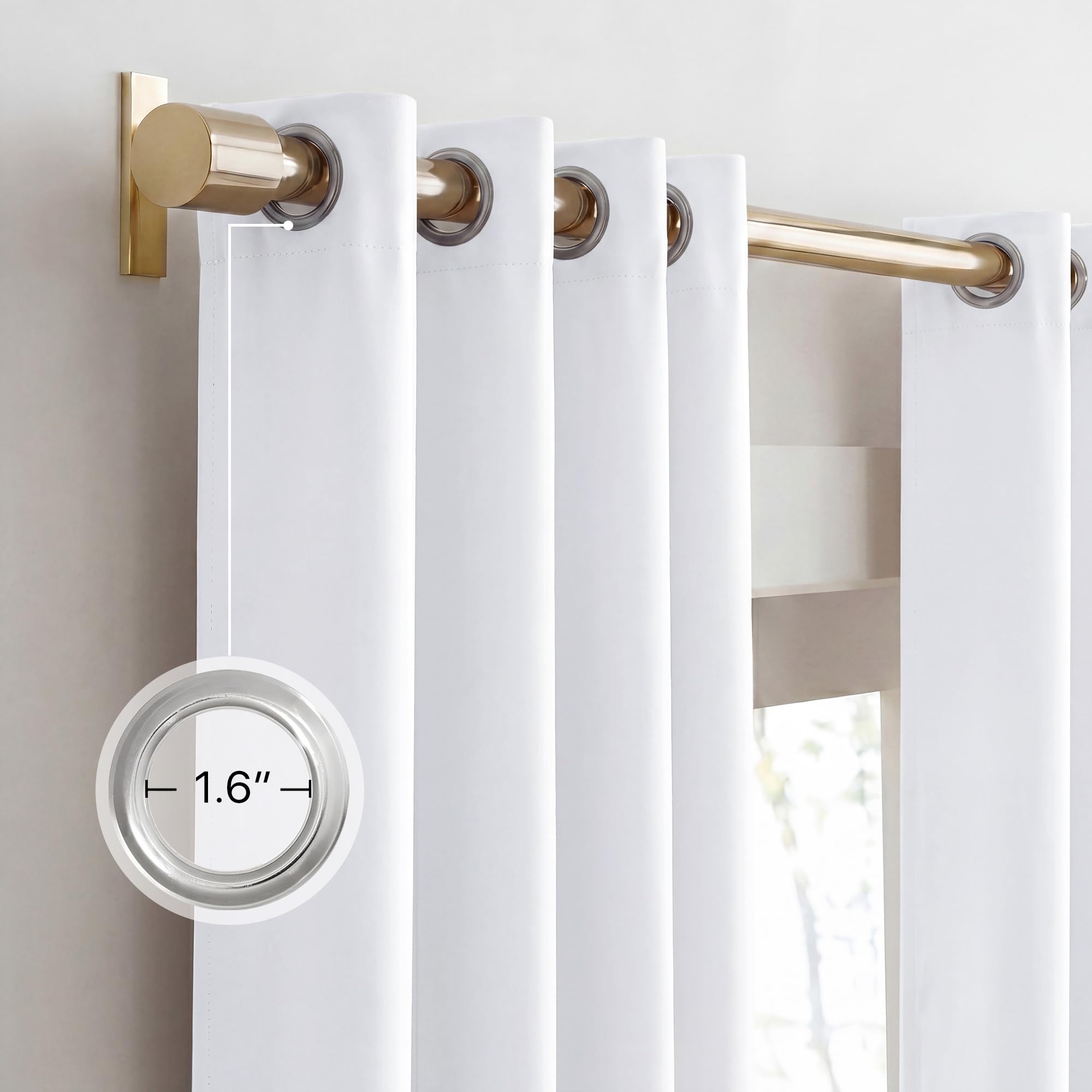 NICETOWN 100% Blackout Window Curtain Panels, Cold and Full Light Blocking Drapes with Black Liner for Nursery, 84 inches Drop Thermal Insulated Draperies (White, 2 Pieces, 52 Wide Each Panel)