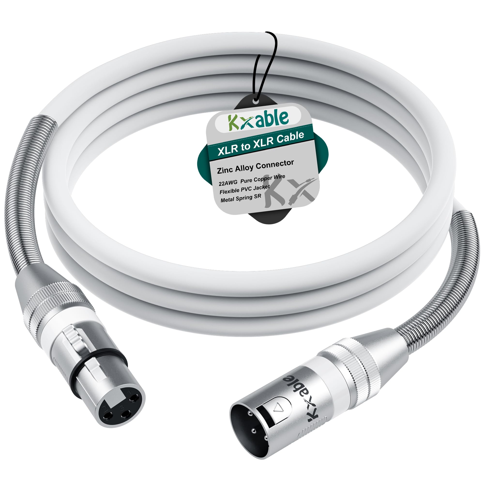 Kxable XLR Microphone Cable 6 FT, XLR Male to Female Balanced Mic Cable, 3-Pin Shielded Speaker Cord, Zinc Alloy Connectors,
