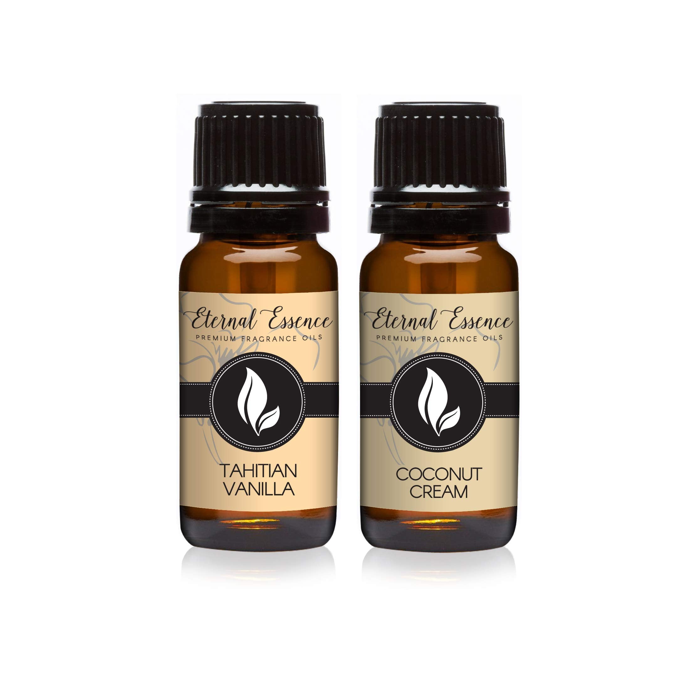 Eternal Essence Oils 2 Pack 10ml Premium Fragrance Oil - Coconut Cream and Tahitian Vanilla Scents - for Candle, Soap Making,