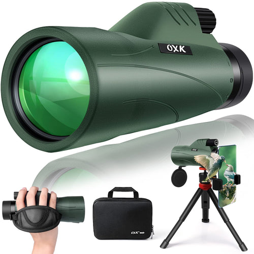 12x56 High Power Monocular Telescope for Adults | Comes with Smartphone Adapter Tripod Travel Bag | Bird Watching Hunting Hiking Camping Gift - Green