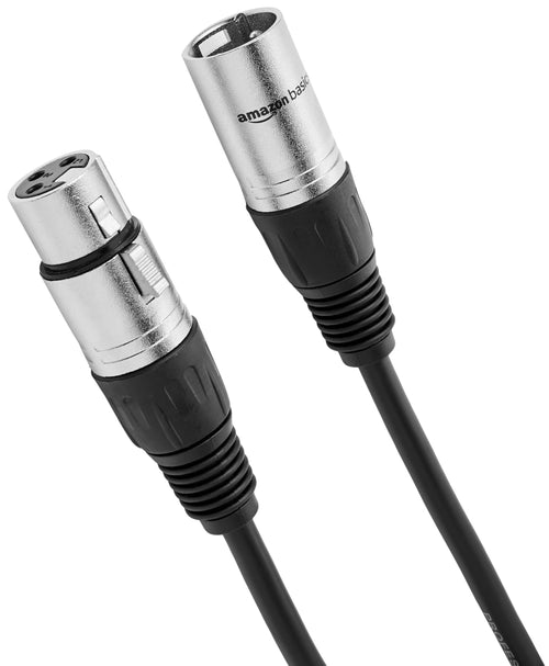 Amazon Basics XLR Male to Female Microphone Cable for Speaker or PA System, Recording Studio, All Copper Conductors, Low Nois