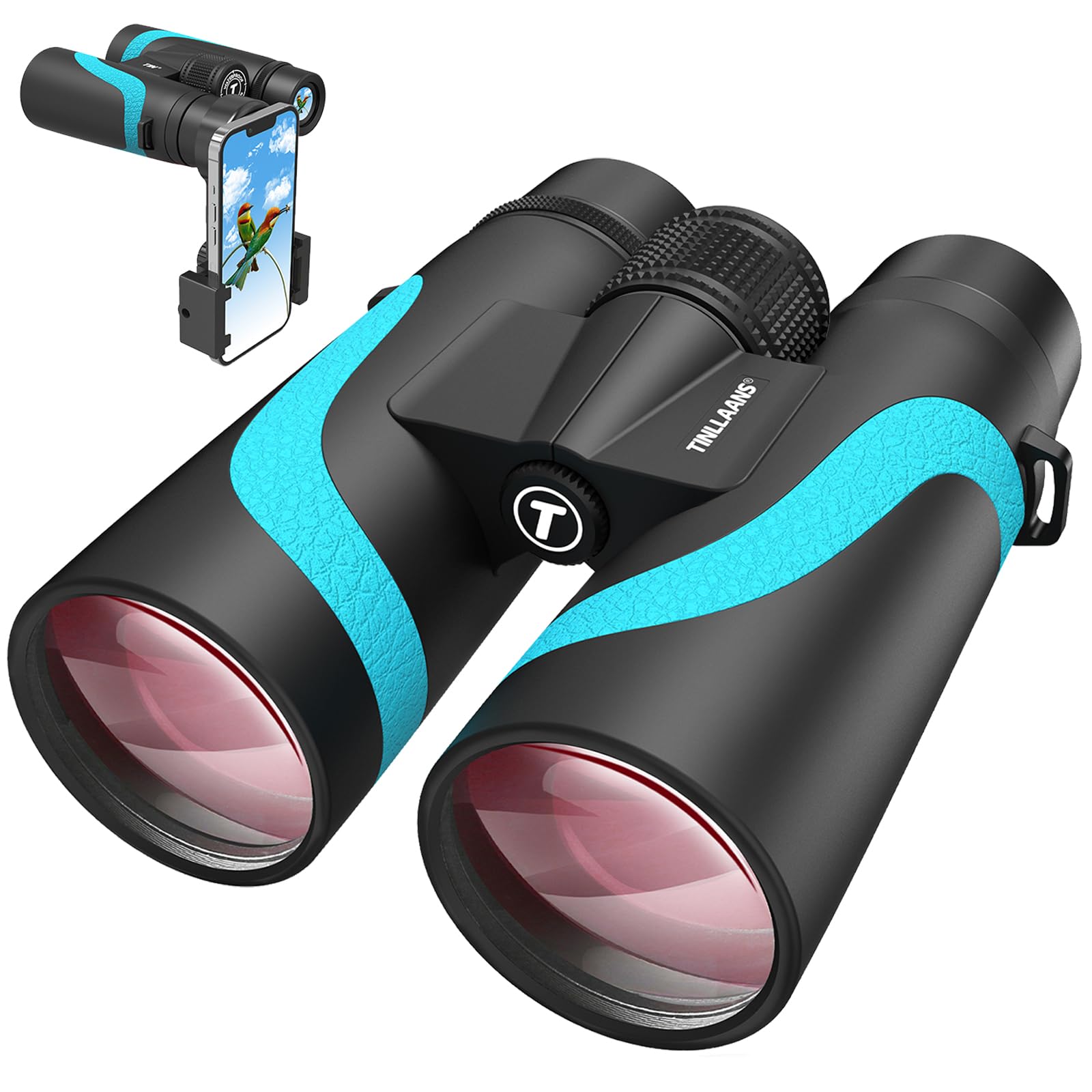 15x55 UHD Binoculars for Adults High Powered with Phone Adapter - Large View, BAK4 Prism, Waterproof, Lightweight for Bird Wa