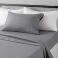 Amazon Basics Lightweight Breathable Brushed Microfiber 3-Piece Bed Sheet Set With 14-Inch Deep Pockets, Wrinkle Resistant, Twin XL, Dark Gray, Solid