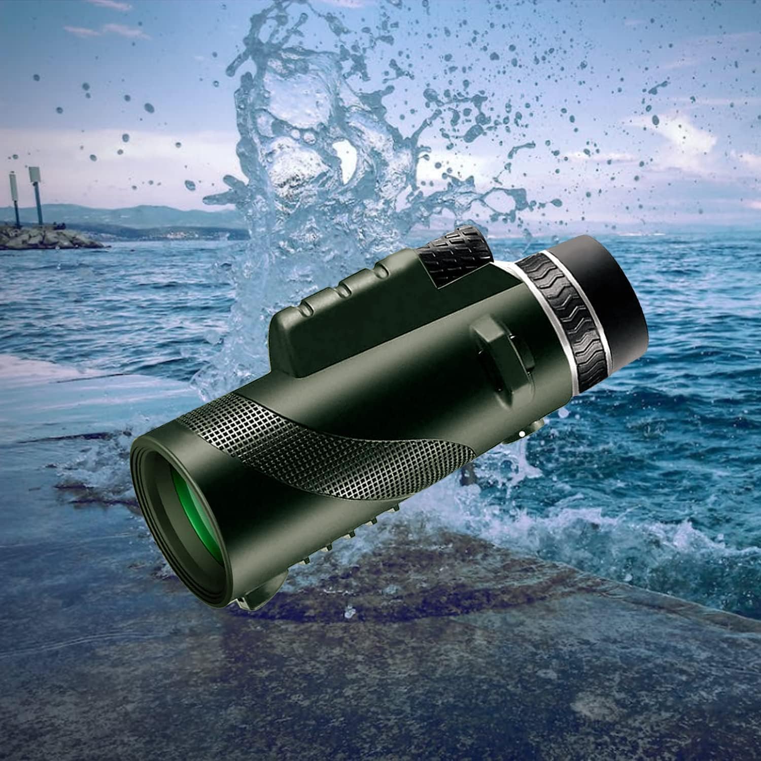 Monocular-Telescope 80x100 HGH Powered Monoculars High Definition forAduts High Powered with HD BAK4 Prism Smartphone AdapterTelescope Hunting Wildlife Bird Watching Travel Camping Hiking-Green