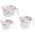Pyrex Essentials (3-Pack) Glass Measuring Cups Set, (1, 2 & 4 Cup) Measuring Cups For Prepping, Baking and Cooking, Preheated