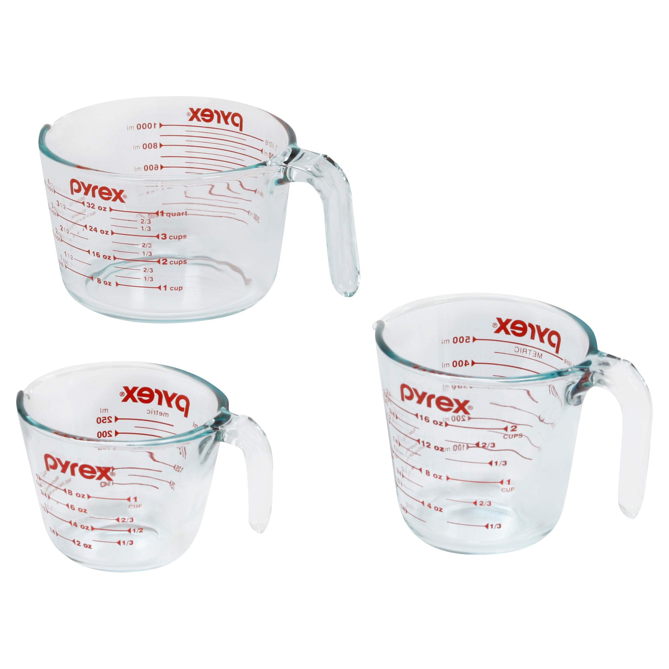 Pyrex Essentials (3-Pack) Glass Measuring Cups Set, (1, 2 & 4 Cup) Measuring Cups For Prepping, Baking and Cooking, Preheated