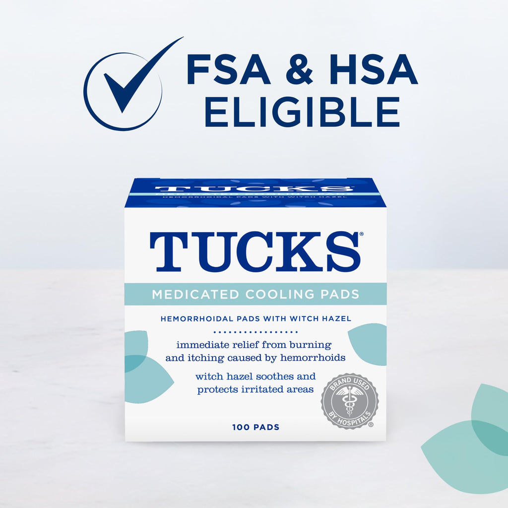 TUCKS Medicated Cooling Pads, 100 Count – Hemorrhoid Pads with Witch Hazel, Cleanses Sensitive Areas, Protects from Irritation, Hemorrhoid Treatment, Medicated Pads Used by Hospitals