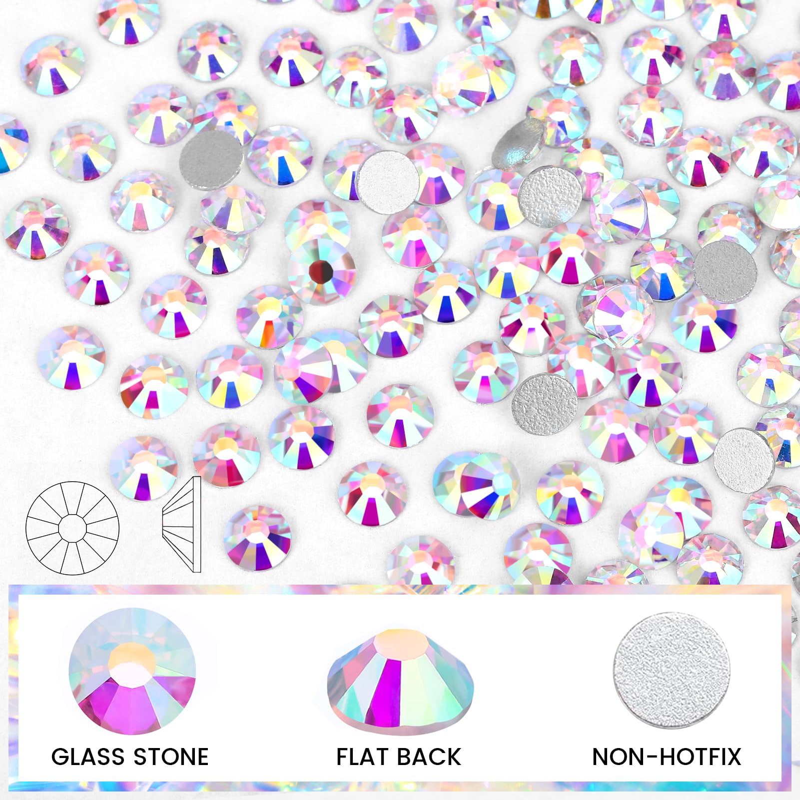 Novani Rhinestones 1440pcs SS20 Glass Rhinestones Crystal Flatback Gemstones for Crafts Nails Makeup Bags and Shoes Decoration（SS20, Crystal AB）