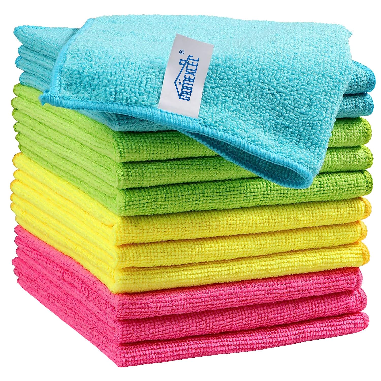 HOMEXCEL Microfiber Cleaning Cloth 210GSM, Pack of 12, Size:11.5" x 11.5", Ultra-Soft, High-Density Non-Abrasive Cleaning Tow