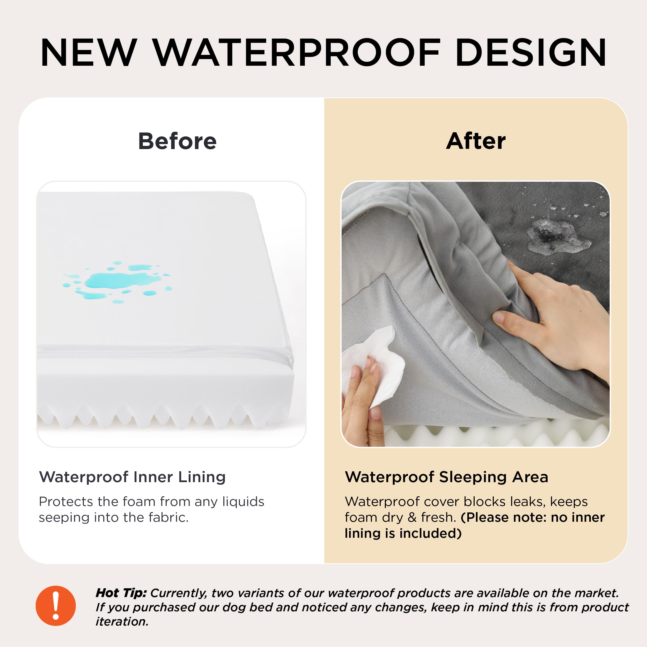 Bedsure Orthopedic Dog Beds Large Sized Dog - Washable Large Dog Cat Bed Waterproof, Comfort Dogs Couch Sofa with Washable Removable Cover, Pet Bed with Nonskid Bottom, Grey, 35"