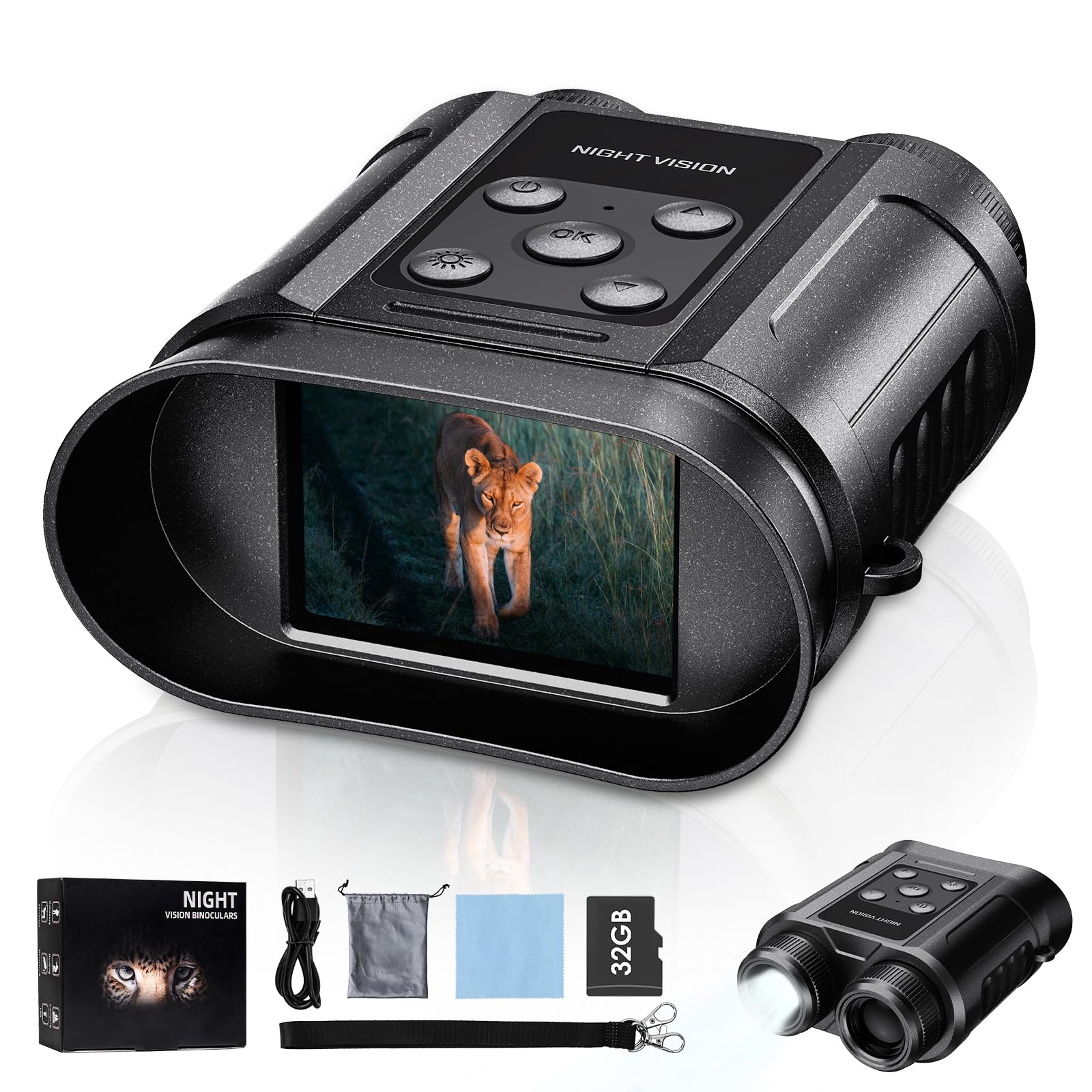 Tizycod Gifts for Men & Teens Night Vision Goggles, Night Vision Binoculars | 32GB card included; photo/video capture for wil