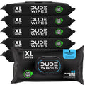 DUDE Wipes Unscented Flushable Wipes - Extra-Large Adult Wet Wipes for Sensitive Skin - 6 Pack (288 Count) - Infused with Vit