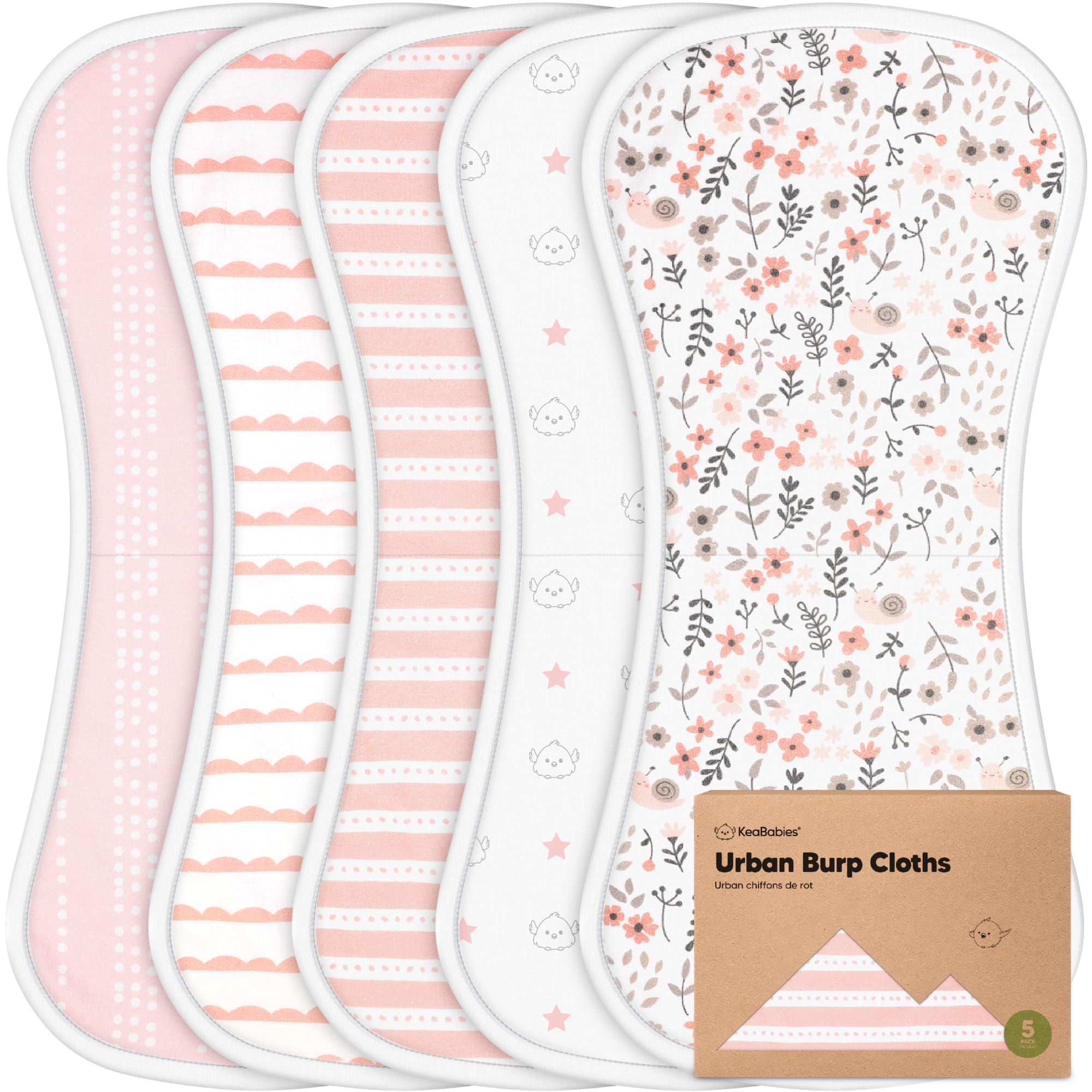 Organic Burp Cloths Baby Boy & Girl - 5-Pack Super Absorbent Cotton Burping Cloths for Babies, Soft & Plush Newborn Spit Up R