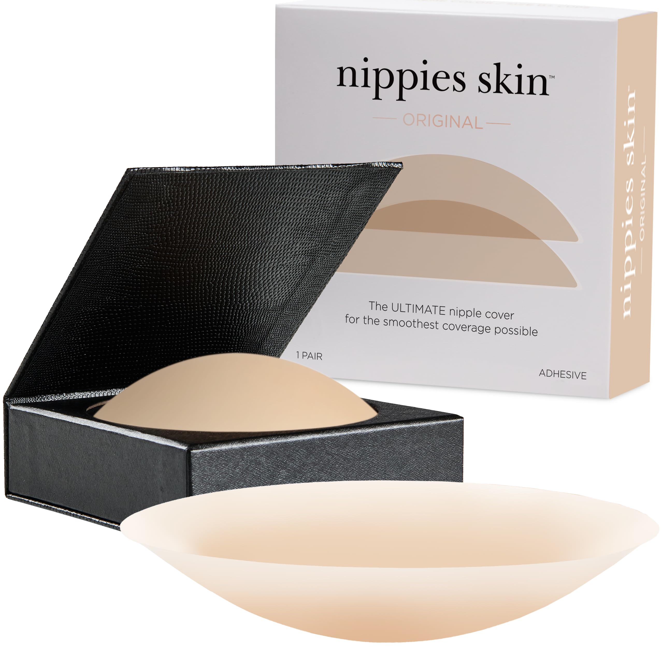 Nippies Nipple Covers for Women - Reusable Sticky Silicone Pasties with Travel Case - Original Circle or Lift Style Available