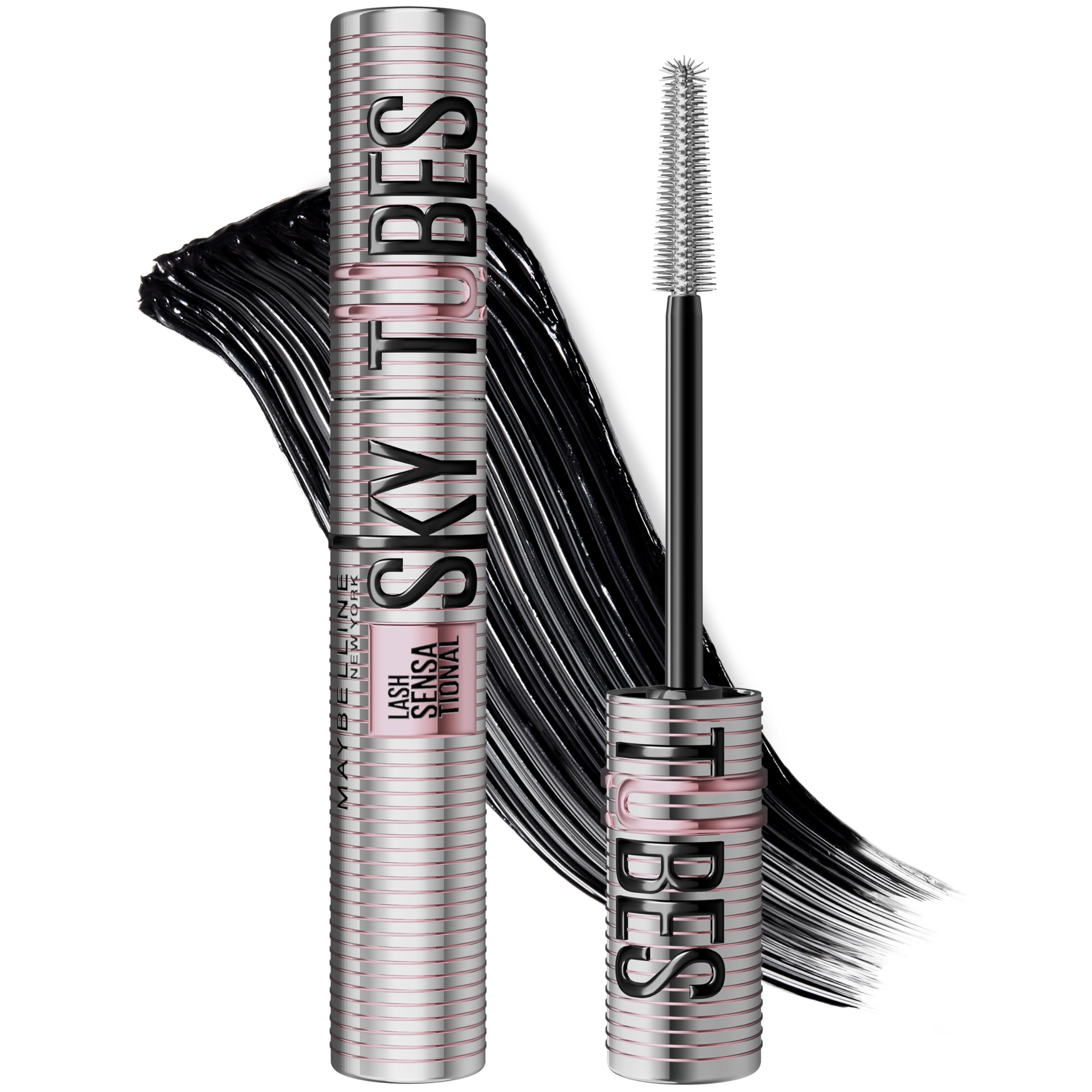 Maybelline Lash Sensational Sky Tubes Tubing Mascara, Extension-Like Lengthening Mascara, 24HR Eye Makeup with Shea Butter &