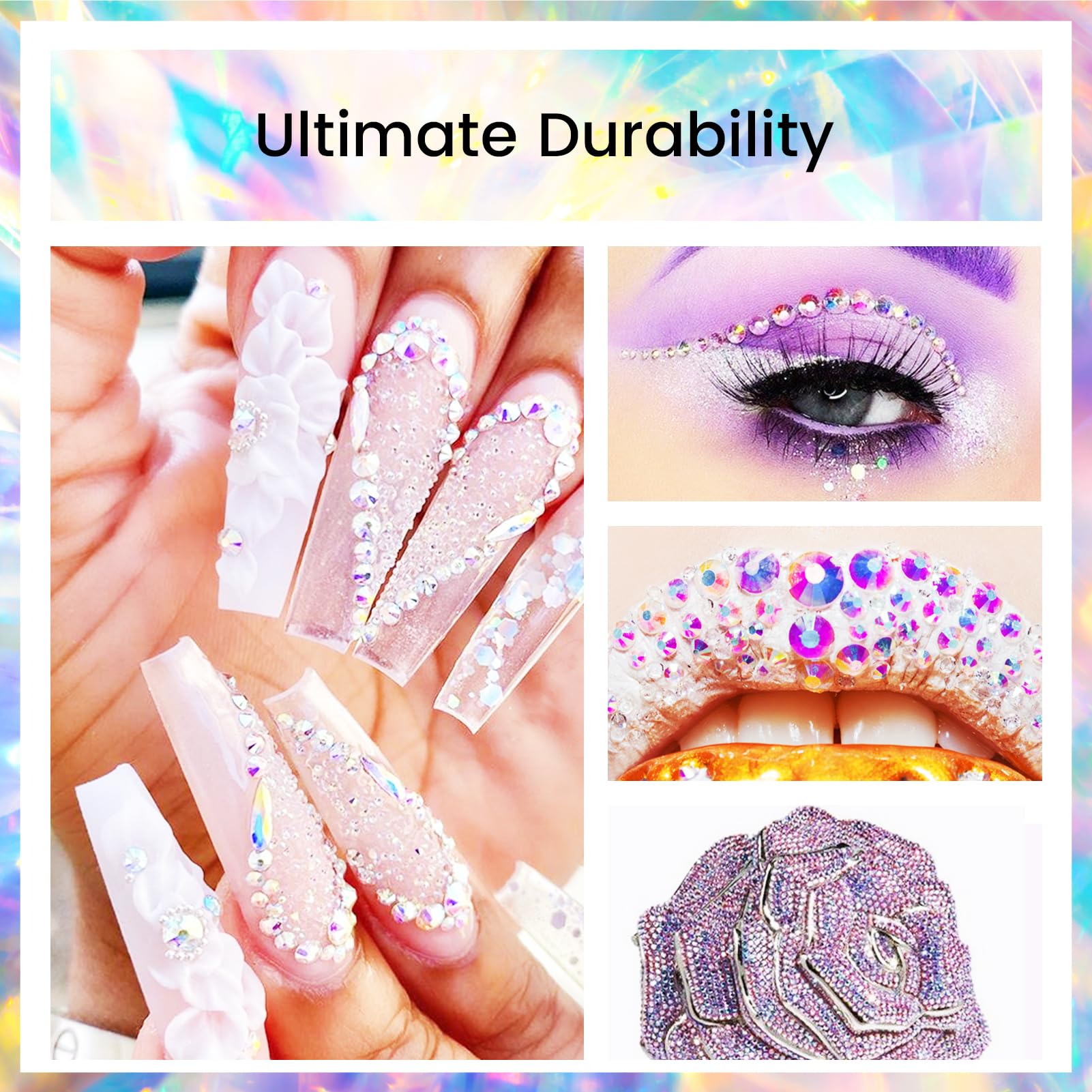 Novani Rhinestones 1440pcs SS20 Glass Rhinestones Crystal Flatback Gemstones for Crafts Nails Makeup Bags and Shoes Decoration（SS20, Crystal AB）