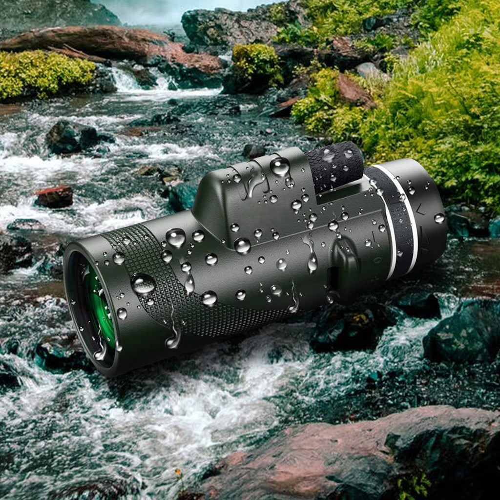 Monocular-Telescope 80x100 HGH Powered Monoculars High Definition forAduts High Powered with HD BAK4 Prism Smartphone AdapterTelescope Hunting Wildlife Bird Watching Travel Camping Hiking-Green
