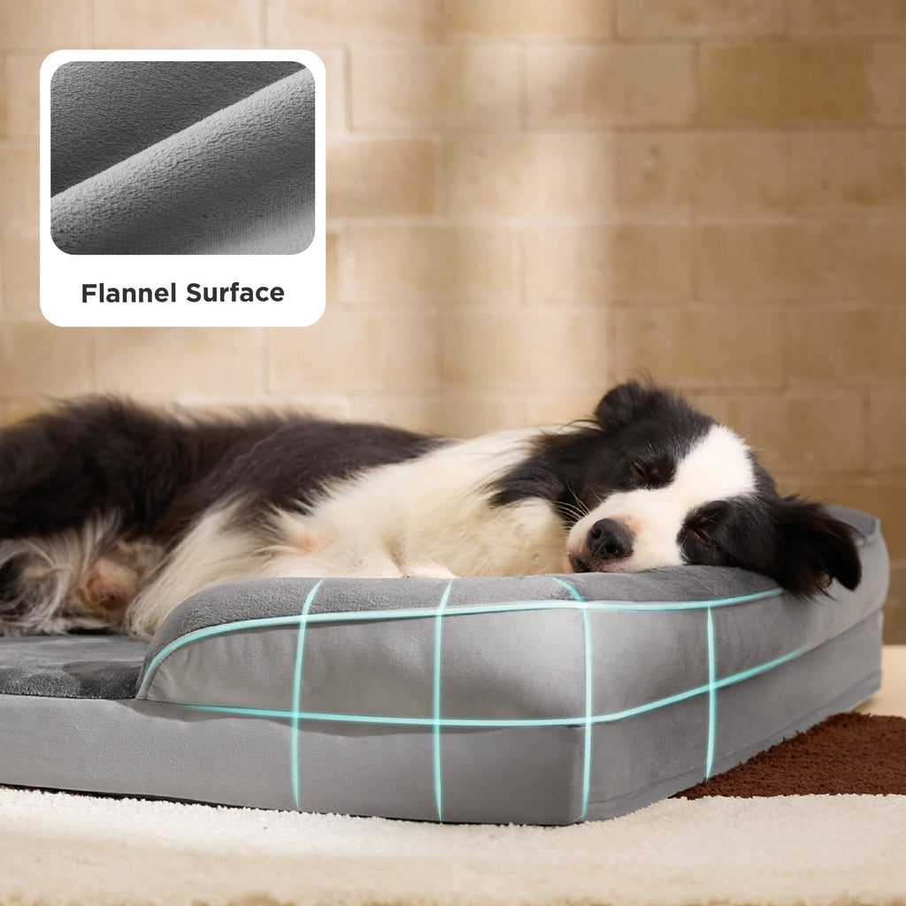 Bedsure Orthopedic Dog Beds Large Sized Dog - Washable Large Dog Cat Bed Waterproof, Comfort Dogs Couch Sofa with Washable Removable Cover, Pet Bed with Nonskid Bottom, Grey, 35"