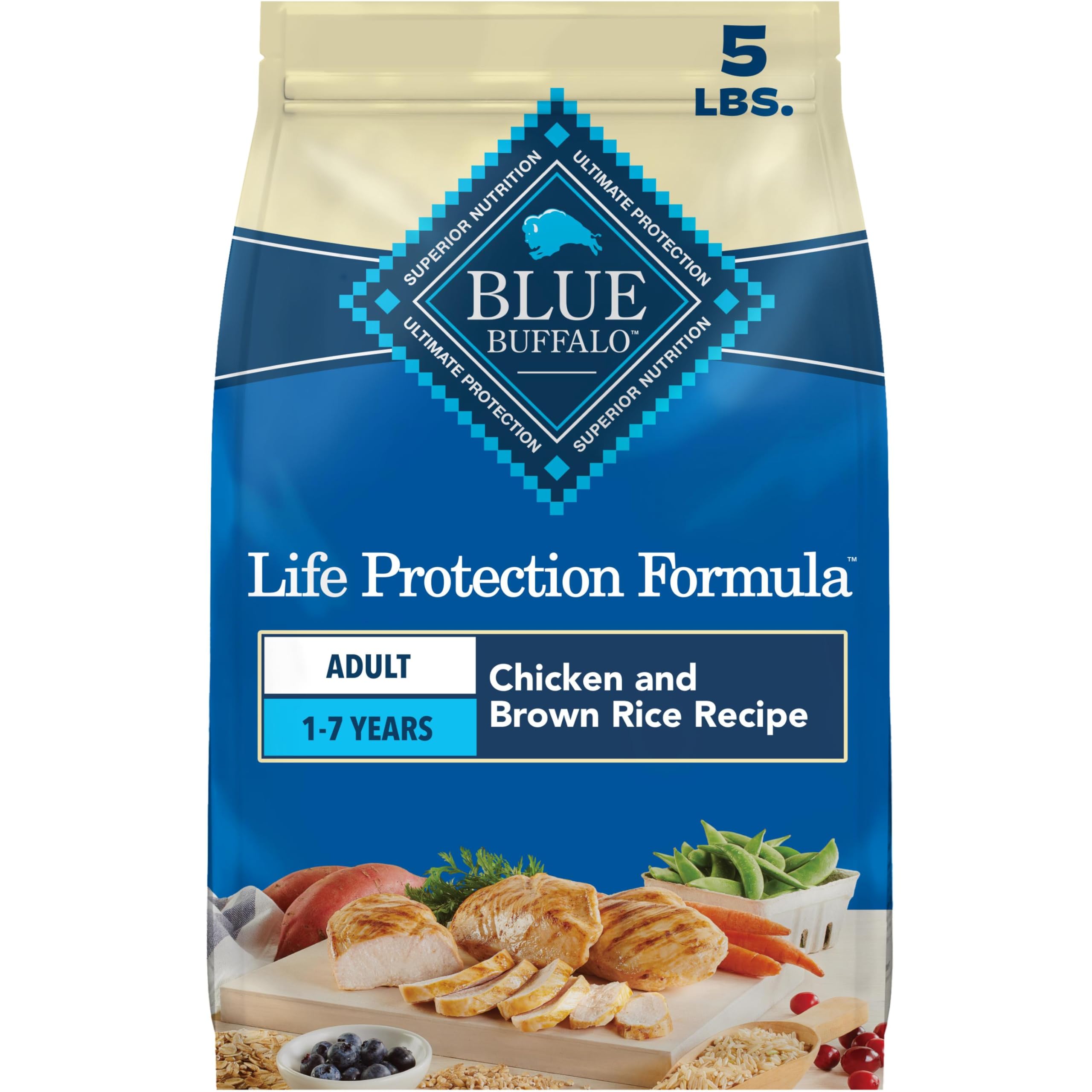 Blue Buffalo Life Protection Formula Chicken & Brown Rice Adult Dry Dog Food, Supports Immunity with Antioxidant-Rich LifeSou